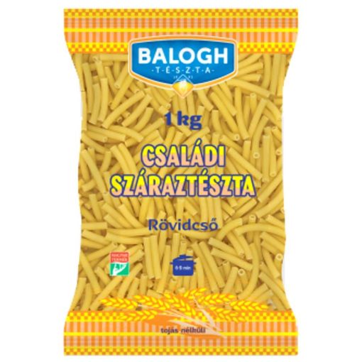 Balogh Tészta - Családi száraztészta - Rövid cső tojás nélküli száraztészta - 1kg