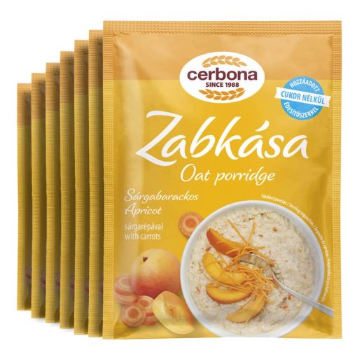 Cerbona Sárgabarackos zabkása, hozzáadott cukor nélkül, édesítőszerrel - Heti csomag / 7 x 50 g
