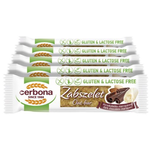 Cerbona glutén- és laktózmentes zabszelet étcsokoládés-marcipános - Tízórai csomag / 5 x 40 g 