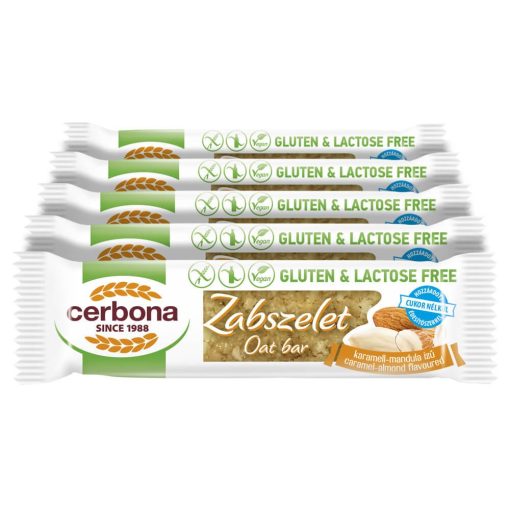 Cerbona glutén- és laktózmentes zabszelet karamell-mandulás, édesítőszerrel - Tízórai csomag / 5 x 40 g